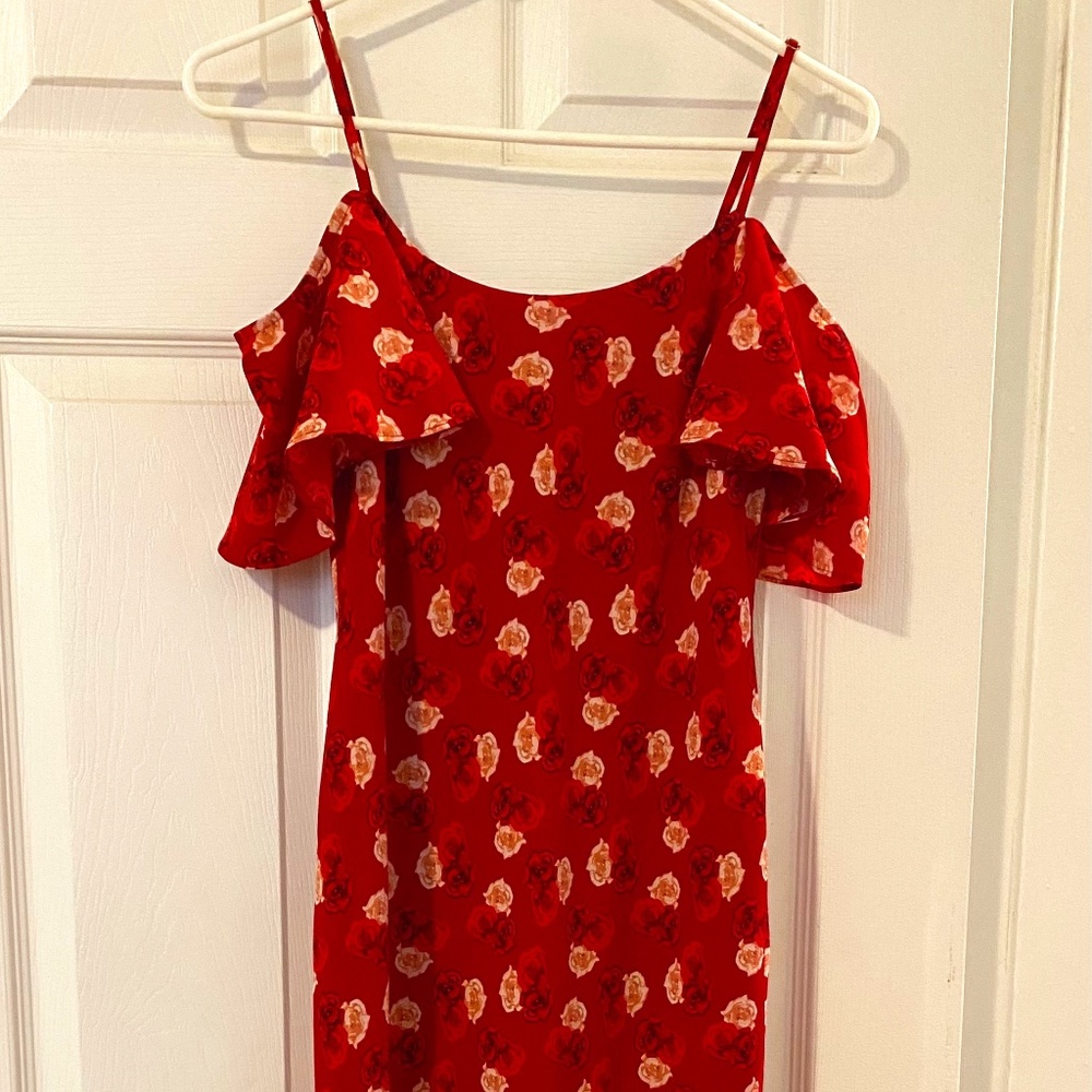 Karl Lagerfeld Paris slip dress, Sz 2, Red and pink